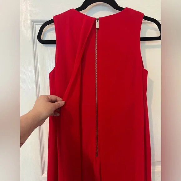 Vince Camuto Red Fitted Inside Layered Chiffon Outside Dress Size 2 - Picture 5 of 9